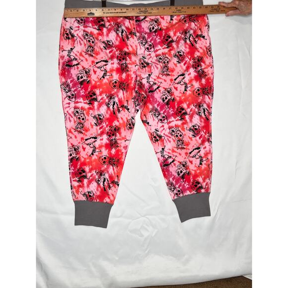Torrid Sleep NEW ssize 4 pants pink/gray pull-on pineapple skulls lounge wear - Picture 3 of 8
